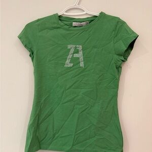 Zara Green Tee with Rhinestone Detail